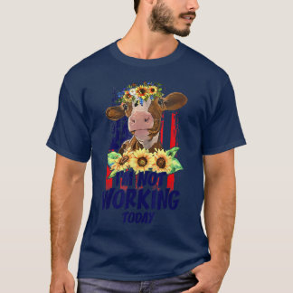 Koe met zonnebloemen Farm Animals Happy Labour Day T-shirt