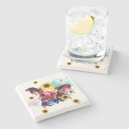 Koe met zonnebloemen Onderzetter