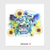 Koe met zonnebloemen, op maat gesneden vinylSticke Sticker (Vel)
