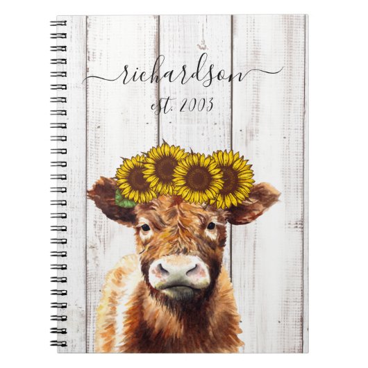 Koe met zonnebloempitten notitieboek (Voorkant)