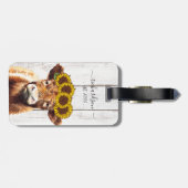 Koe met zonnebloempittenstaart Canvas tas Bagagelabel (Achterkant horizontaal)