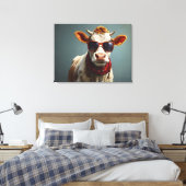 Koe met zonnebril canvas afdruk (Insitu (Slaapkamer))