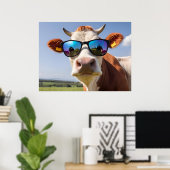 Koe met zonnebril poster (Thuiskantoor)