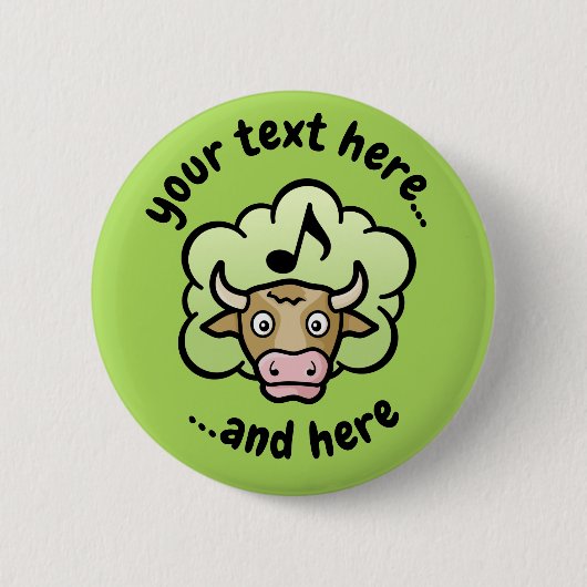 Koe Methaan Cartoon Button (Voorkant)