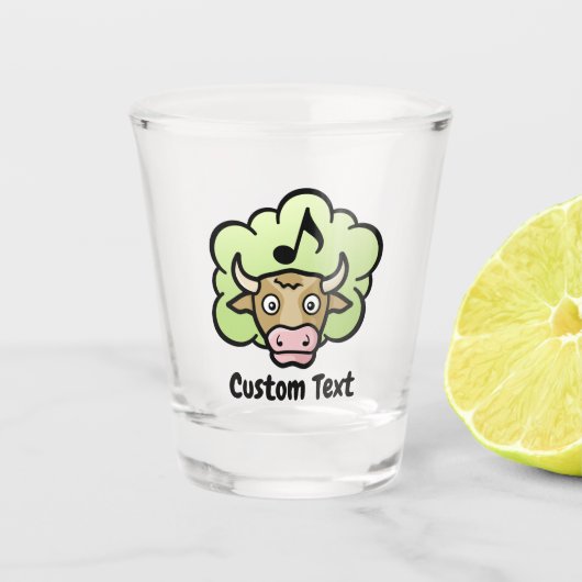 Koe Methaan Cartoon Shot Glass Glas (Voorkant)