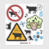 Koe Methaanpictogram Sticker set (Vel)