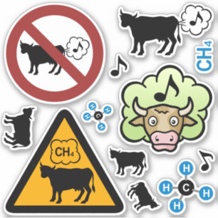 Koe Methaanpictogram Sticker set