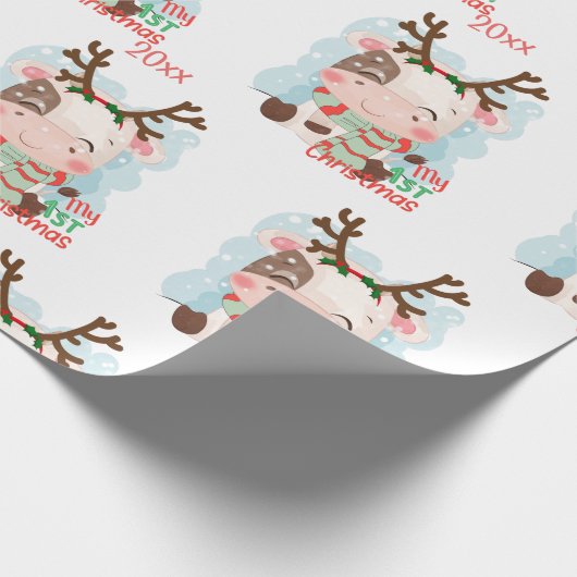 Koe, mijn eerste Kerstmis Cadeaupapier (Hoek)