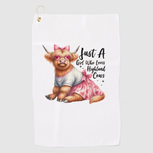 Koe minnaar gewoon een meisje dat houdt van Highla Golfhanddoek (Voorkant)