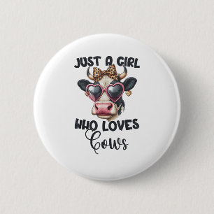 Koe minnaar gewoon een meisje dat van Koeien houdt Ronde Button 5,7 Cm