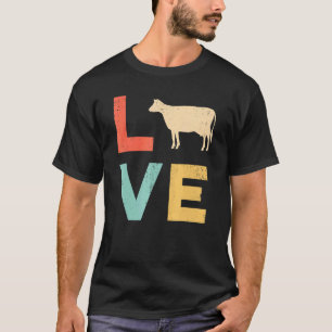 Koe Minnend Oud-Retroschaap Melkvee Veefokkerij T-shirt
