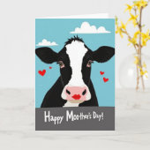 Koe Moeder Happy Kaart (Gele Bloem)
