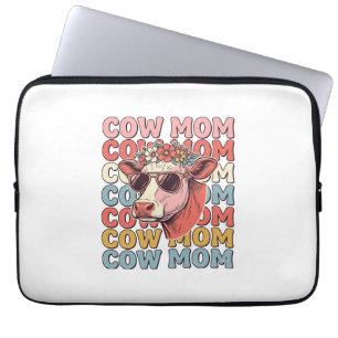 Koe Moeder Retro Zonnebril Koe Vintage Gravure Des Laptop Sleeve