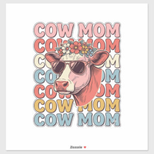 Koe Moeder Retro Zonnebril Koe Vintage Gravure Des Sticker