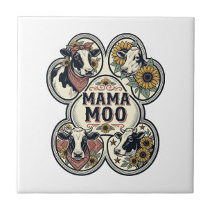 Koe Moeder Shirt Vintage Gravure Zonnebloem Wester Tegeltje