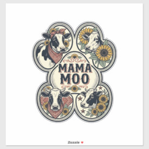 Koe Moeder T-shirt Vintage Gravure Zonnebloem West Sticker