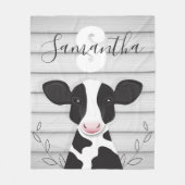 Koe Monogram hout Dierlijk Rustisch Fleece Deken (Voorkant)