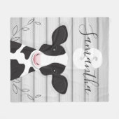 Koe Monogram hout Dierlijk Rustisch Fleece Deken (Voorkant (Horizontaal))