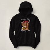 Koe Mooey Messy Hair Let niet op hoogland Koe Love Hoodie (Design voorkant)