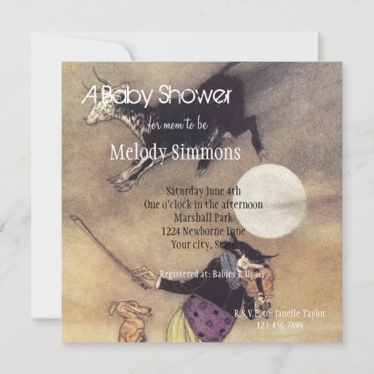 Koe Moon Baby shower Kaart (Achterkant)