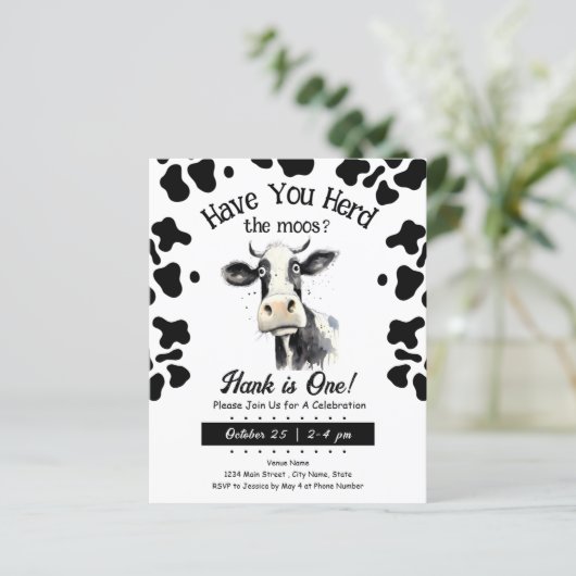 Koe Moos 1e Verjaardag Waterverf (Staand voorkant)