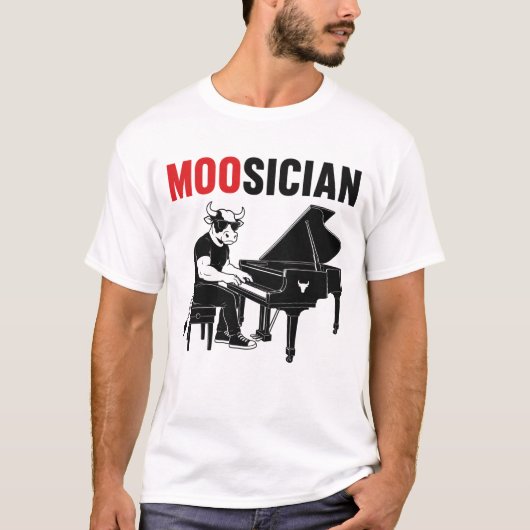 Koe Musicus Grappige Dier Woordgrap T-shirt (Voorkant)