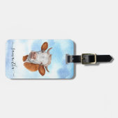 Koe Naam Waterverf monogram Bagagelabel (Voorkant horizontaal)