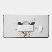 koe neuskus bloemetjes waterverf grijs boerderij d bureaumat (Keyboard & Muis)