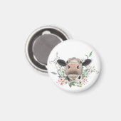 koe neuskus bloemetjes waterverf grijs boerderij d magneet (Voorkant / Achterkant)