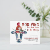 Koe nieuwe startpunt voor kerstfeestdag aankondigingskaart (Staand voorkant)