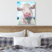 Koe nr. 04. 0223 Irish Charolais Koe Canvas Afdruk (Insitu (Slaapkamer))