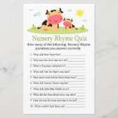 Koe Nursery Rhyme Quiz baby shower game (Voorkant)
