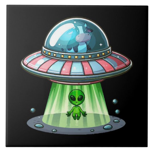 Koe Ontsierende Alien Tegeltje (Voorkant)