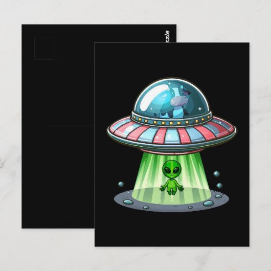 Koe-ontvoerende Alien Briefkaart (Voorkant / Achterkant)