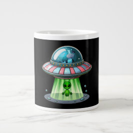 Koe ontvoerende alien grote koffiekop