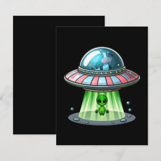 Koe-ontvoerende Alien RSVP Kaartje (Voorkant / Achterkant)