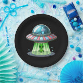 Koe ontvoerende buitenaardse papieren bordje (Feest)