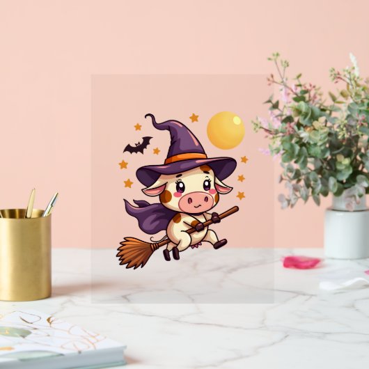 Koe op een bezemsteel acryl bord (Huwelijk)