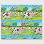 Koe op een boerderijvee die papier verpakt (Vlak)