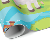 Koe op een boerderijvee die papier verpakt (Rol Hoek)