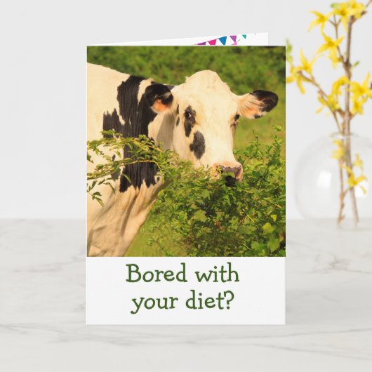 Koe op een eetdag kaart (Gele Bloem)