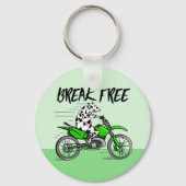 Koe op een groene fiets sleutelhanger (Voorkant)