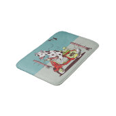 Koe op een motorfiets met retro badmat (Gekanteld)