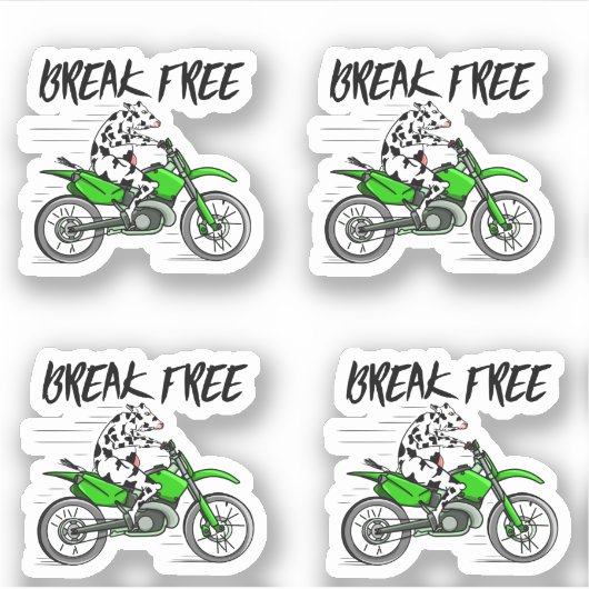 Koe op motor sticker (Voorkant)