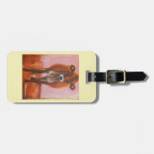 Koe op roze bagagepaars label of sleutelhanger bagagelabel (Voorkant horizontaal)