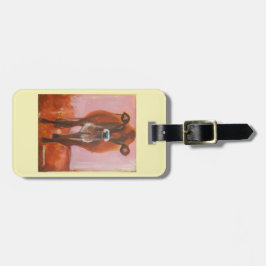 Koe op roze bagagepaars label of sleutelhanger bagagelabel