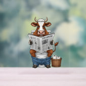 Koe op toilet, grappig Boerderij dier Acryl Bord (Neutraal)