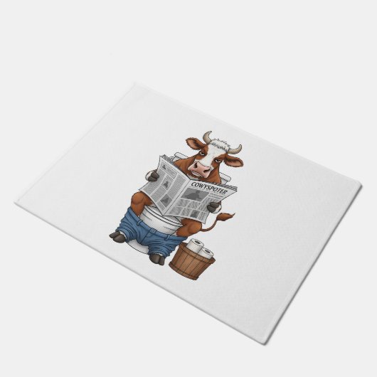 Koe op toilet, grappig Boerderij dier Deurmat (Schuin)