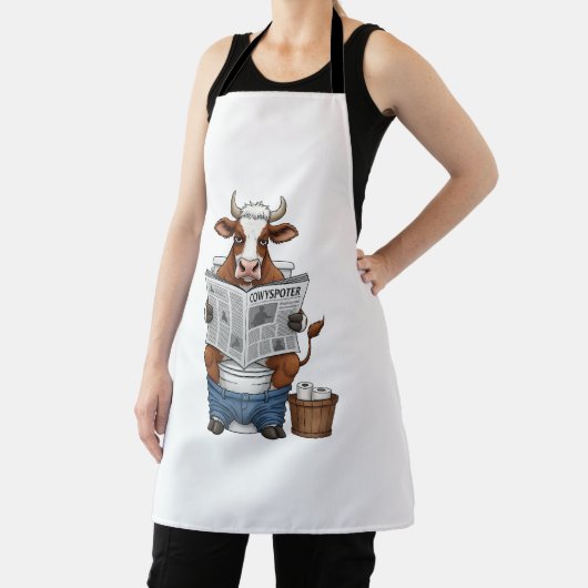 Koe op toilet, grappig Boerderij dier Schort (Insitu)