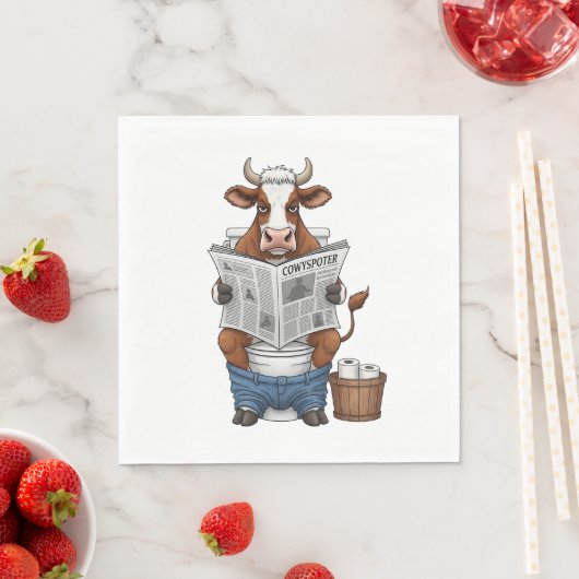 Koe op toilet, grappig Boerderij dier Servet (Insitu)